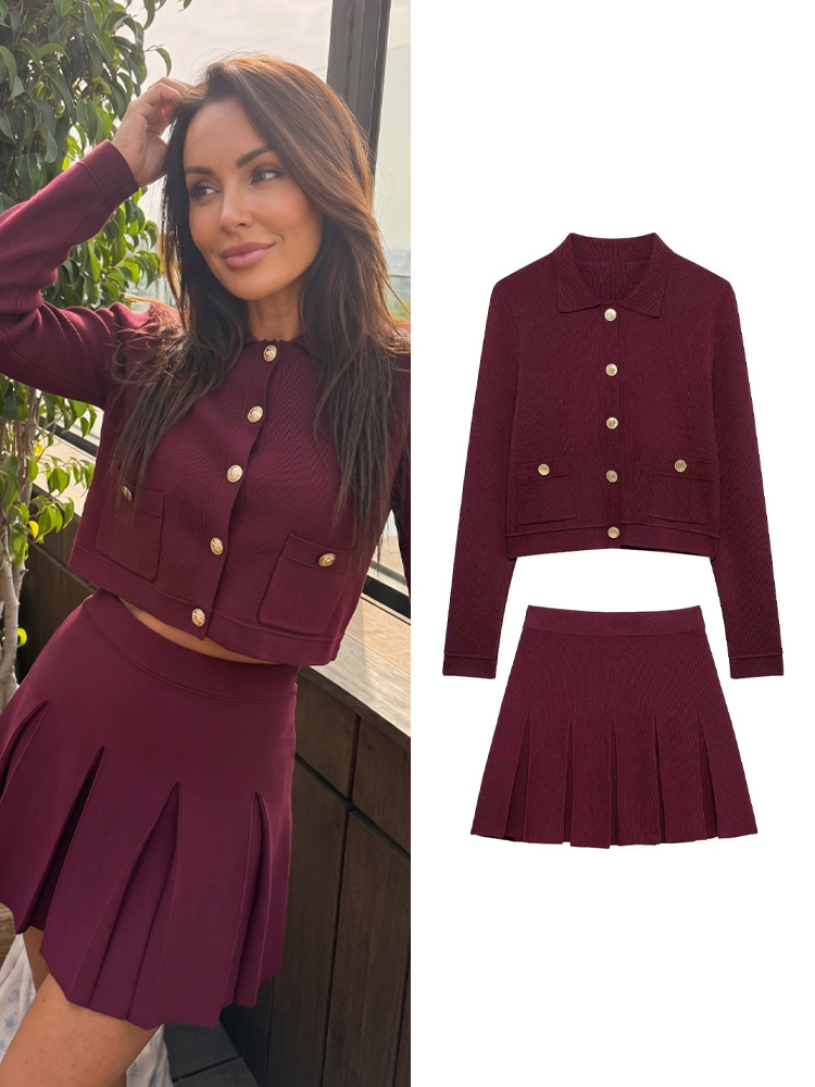Women Formal Wear For Summer - HH Elegante dames gebreide rode rokkenpakken
