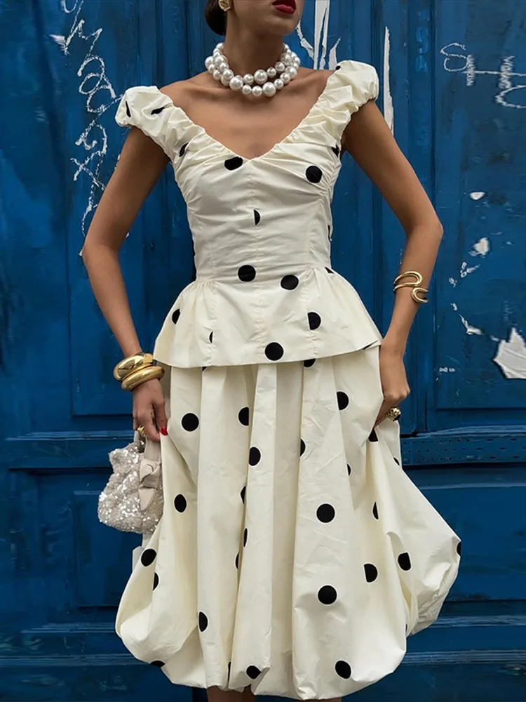 Women Formal Wear For Summer - Elegante Polka Dot Dames Vest Rok