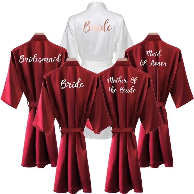 Women'S Formal Wear Wedding - Bruid Gewaad Vrouwen Bourgondië Robe Satijn
