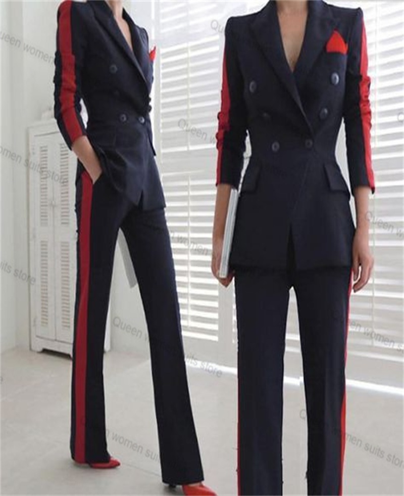 Women Formal Wear Trousers - Rood Zwart Herfst Vrouwen Pak Set