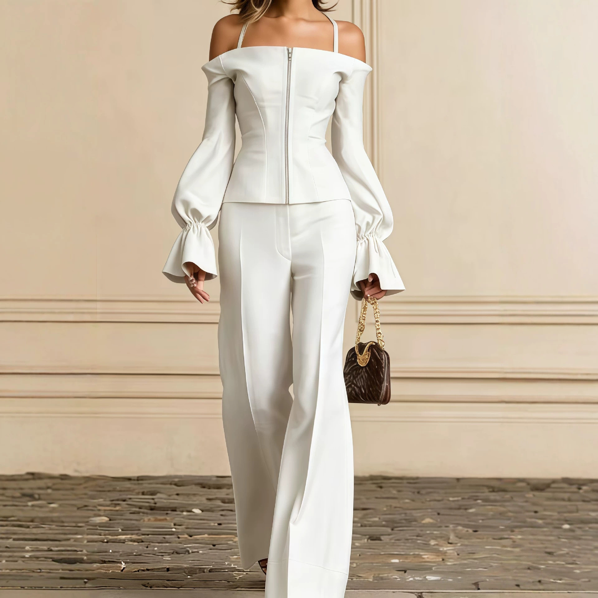 Women'S Formal Wear Pants - 2-delig broekpak voor dames, effen, met