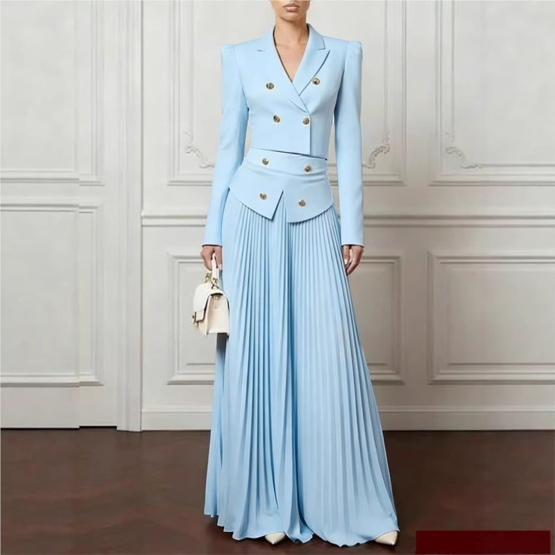 Women Formal Wear For Summer - Elegante temperament 2-delige set revers knoop