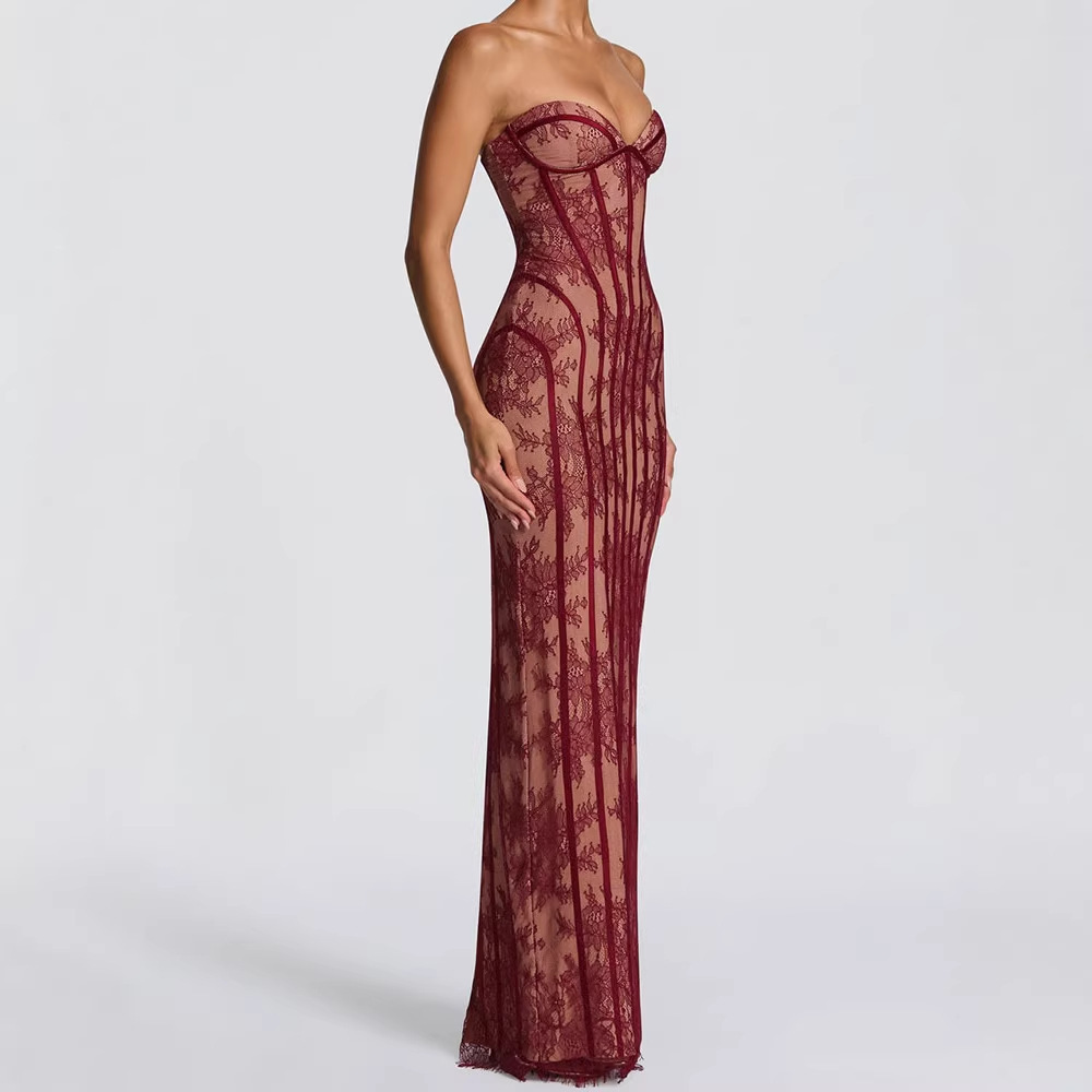 Women Formal Wear For Summer - Strapless bodycon maxi jurk voor dames