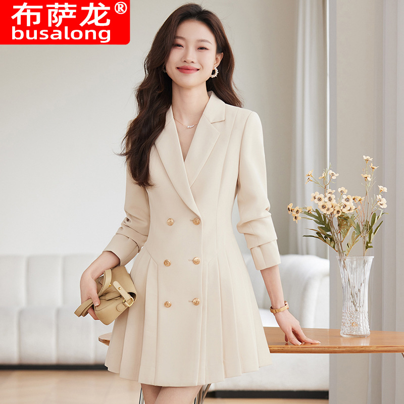 Women Formal Wear Shirt And Pant - 2025Nieuwe stijl pakkraagjurk met lange mouwen,