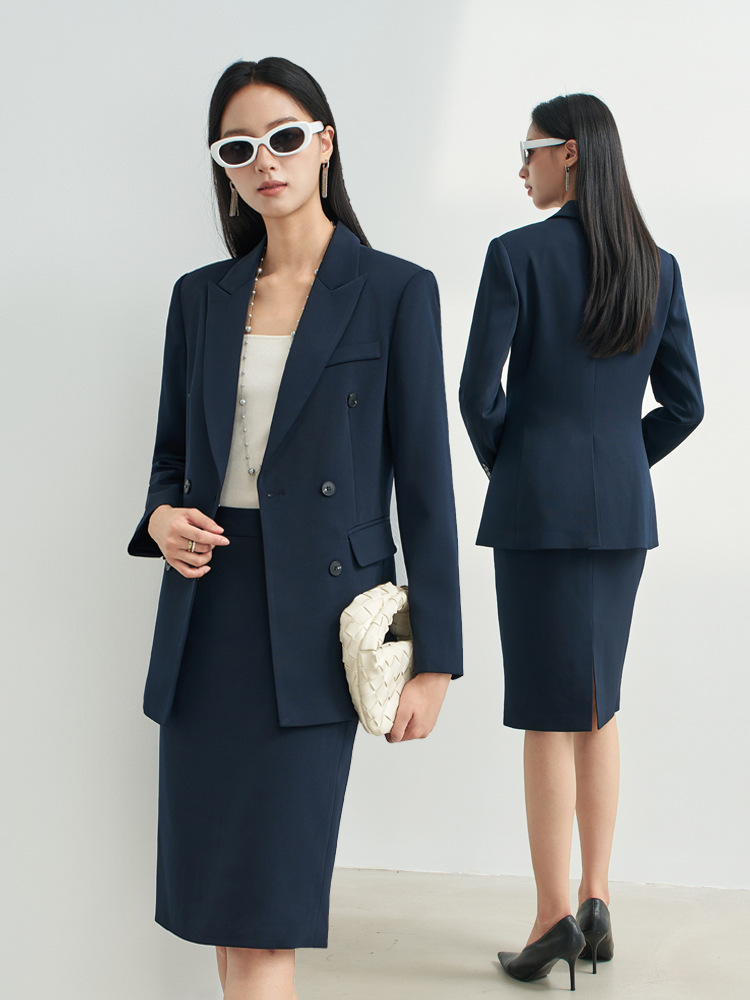 Women Formal Wear Shirt And Pant - Marineblauw professioneel rokpak voor dames, formele