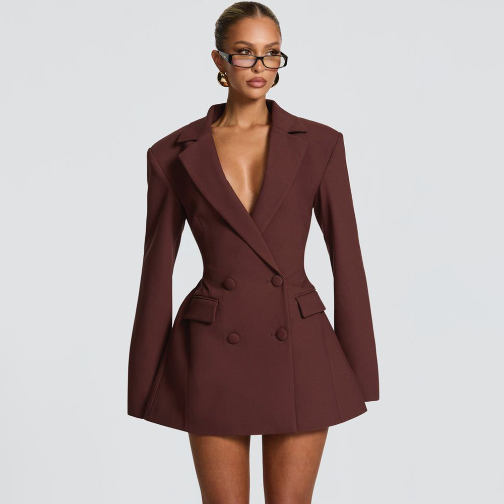 Elegante bruine dames blazerju - Women Formal Wear With Skirt recensie en prijs