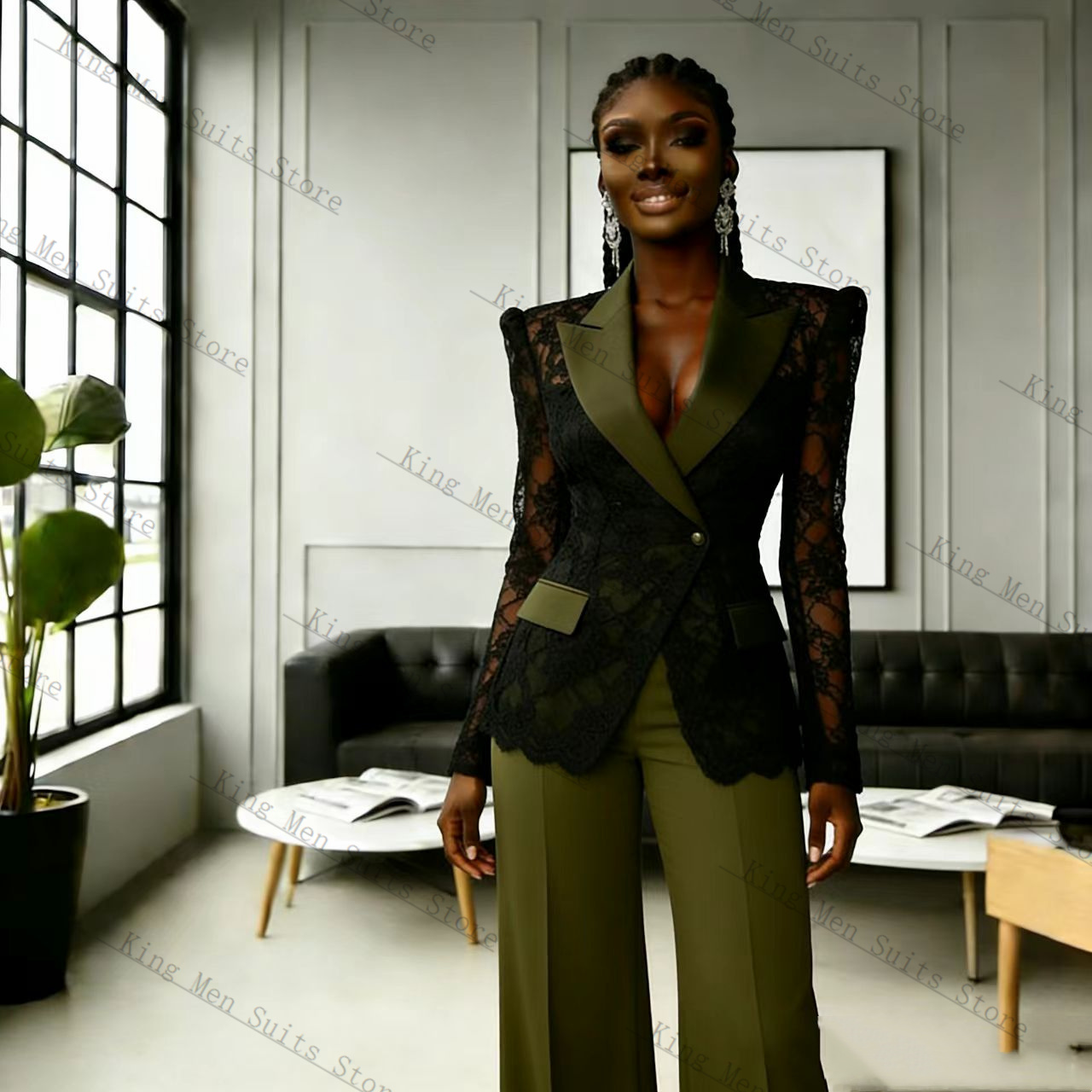 Groen Zwart Kant Vrouwen Pak S - Women Formal Wear Trousers recensie en prijs
