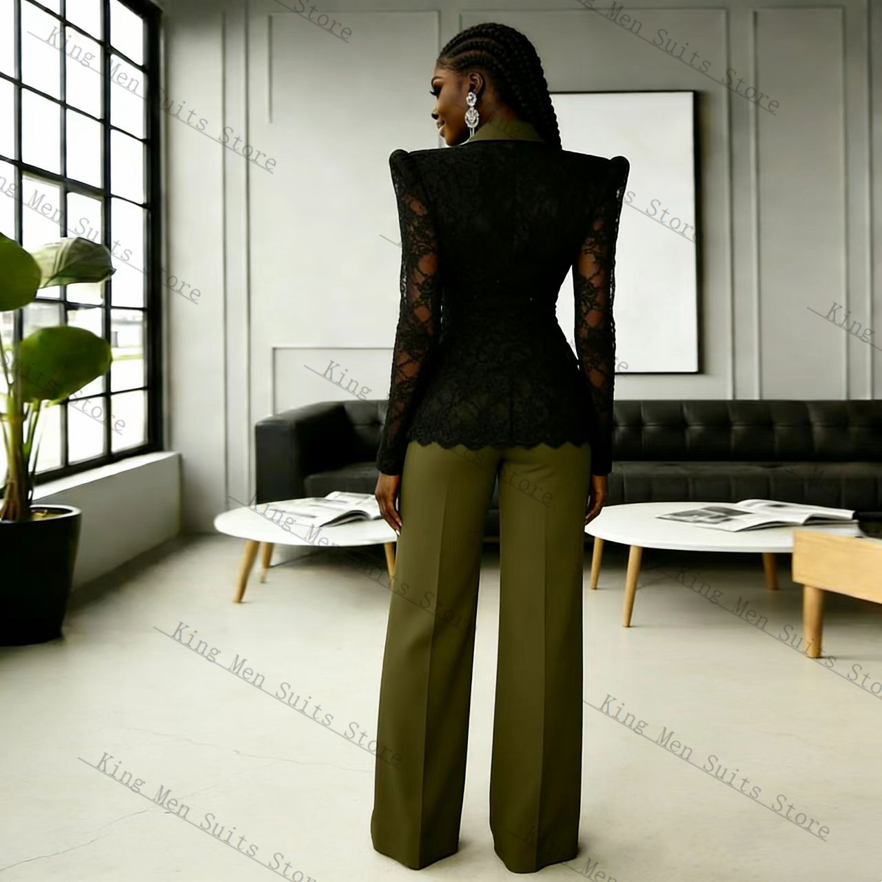 Groen Zwart Kant Vrouwen Pak S - Women Formal Wear Trousers recensie en prijs