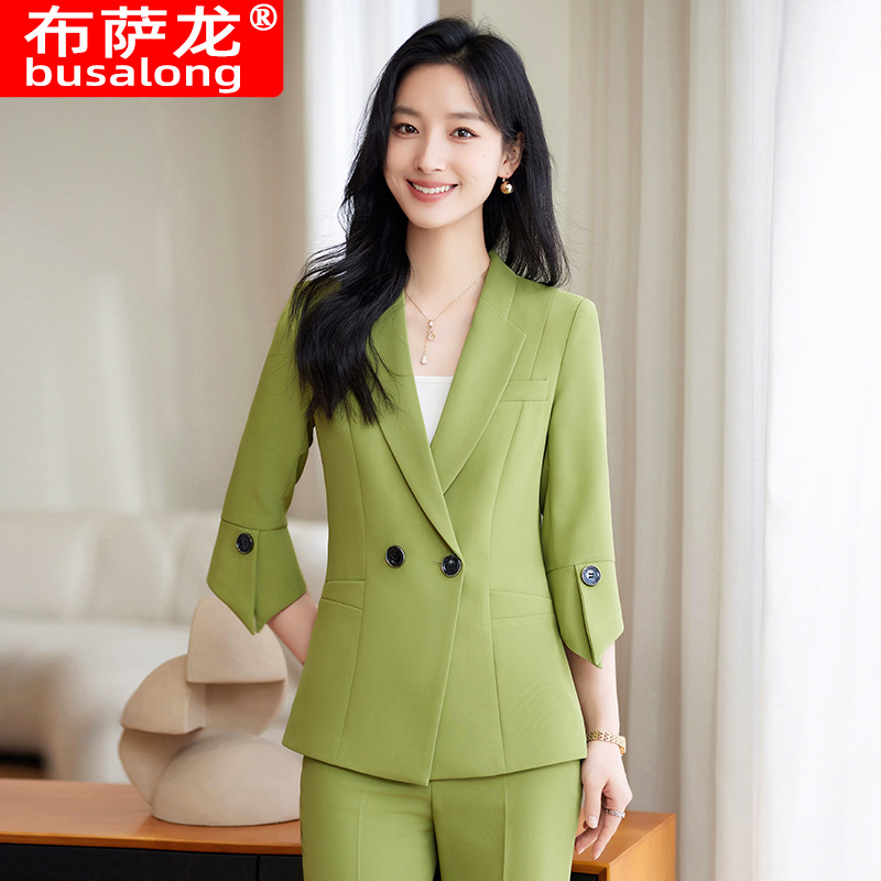 Lente zomer nieuwe gele pakset - Women Formal Wear Shirt And Pant recensie en prijs