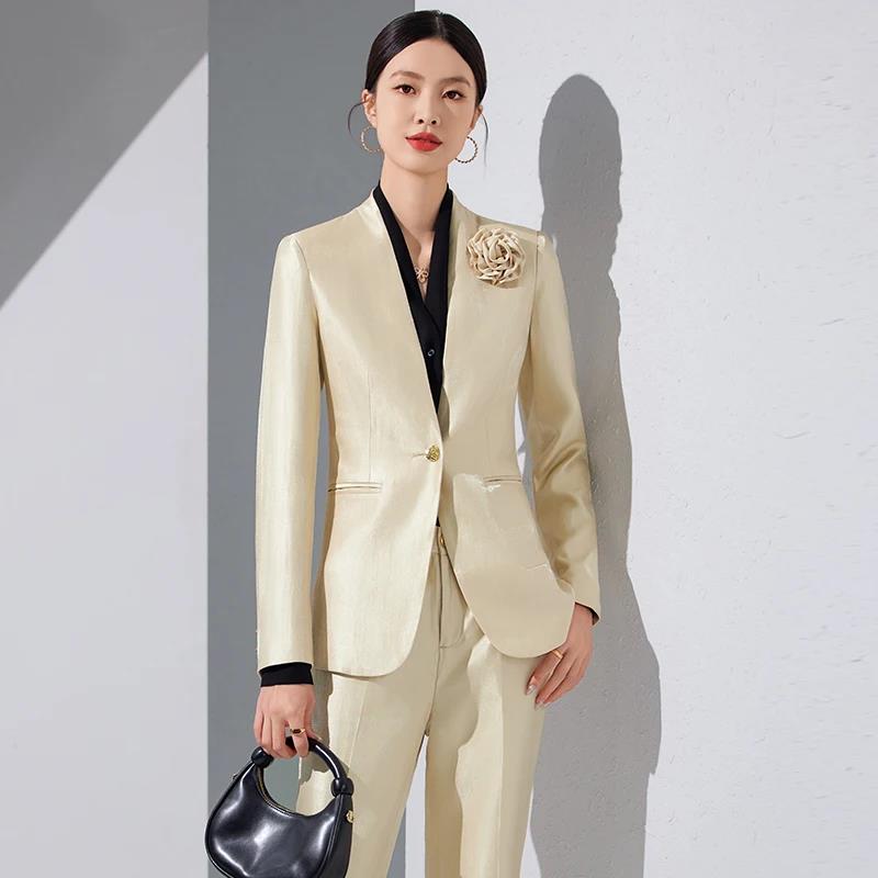 Vrouwen Blazer Broek Sets Goud - Women Formal Wear Trousers recensie en prijs