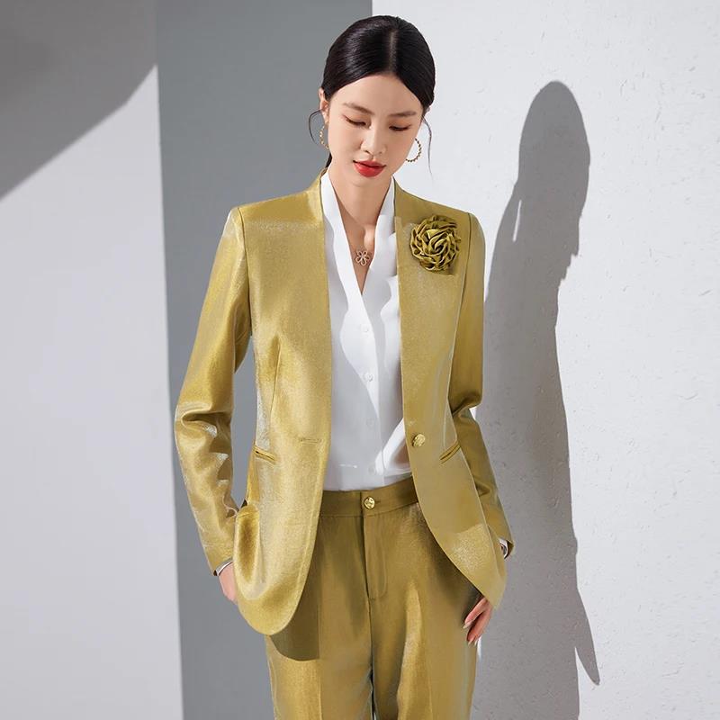 Vrouwen Blazer Broek Sets Goud - Women Formal Wear Trousers recensie en prijs